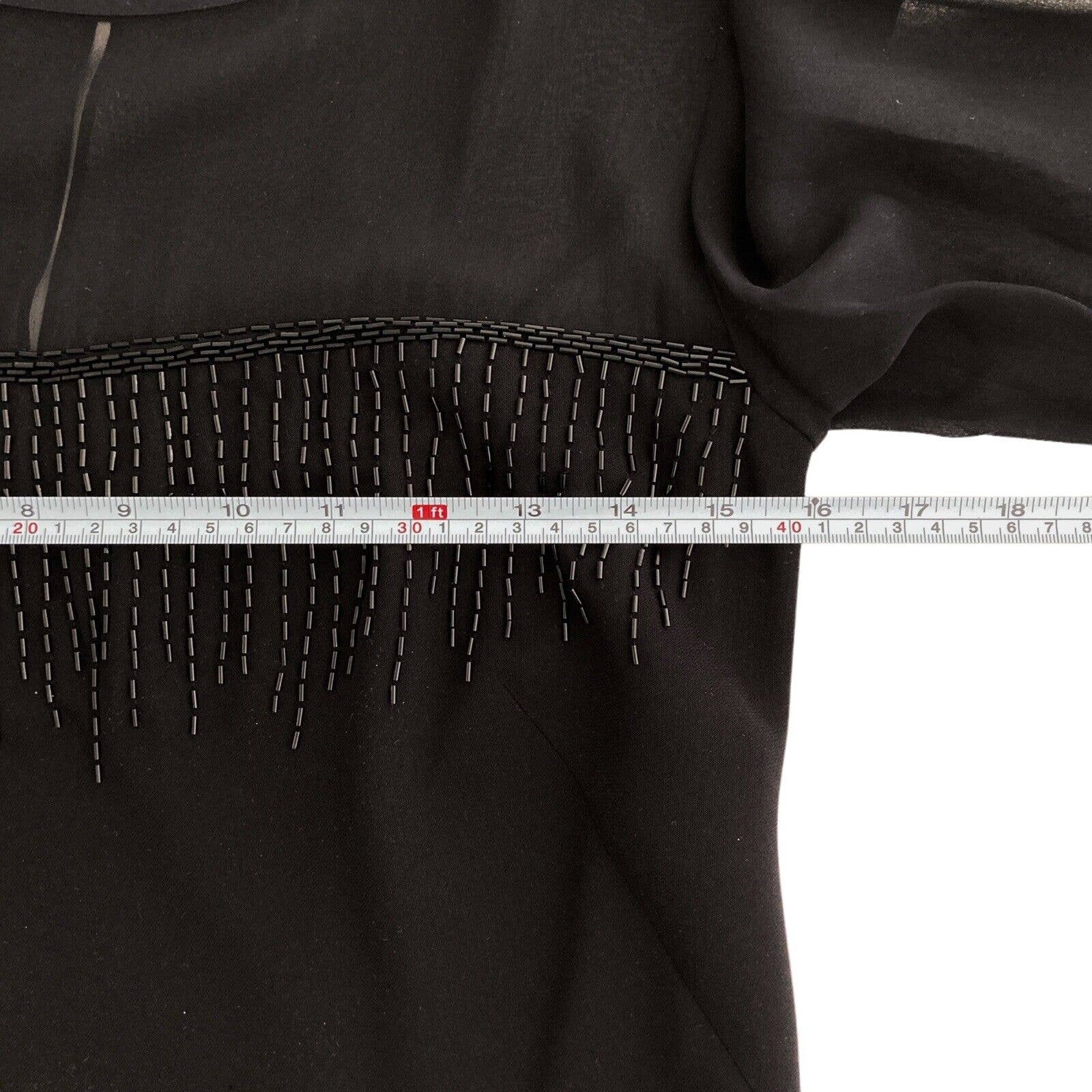 Maggy London Womens 4 Black Dress Cocktail Sequin Sheer Illusion Long Sleeve Lbd — image 7 of 8